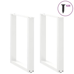 Pieds de table à manger en U 2 pièces Blanc 70 x (72-73) cm Acier 535064535064