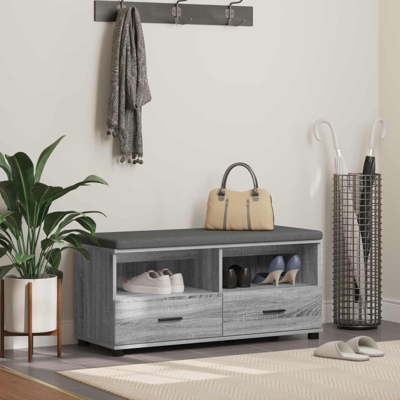 Banc d'entrée avec coussin Gris Sonoma 100 x 38 x 46 cm 535072535072
