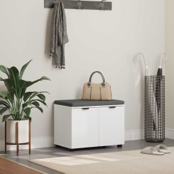 Banc d'entrée Blanc 60 x 38 x 46 cm Bois Ingénierie et Tissu 535075535075