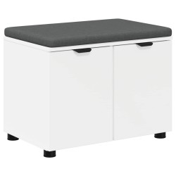 Banc d'entrée Blanc 60 x 38 x 46 cm Bois Ingénierie et Tissu 535075535075