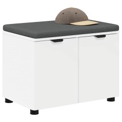 Banc d'entrée Blanc 60 x 38 x 46 cm Bois Ingénierie et Tissu 535075535075