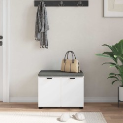 Banc d'entrée Blanc 60 x 38 x 46 cm Bois Ingénierie et Tissu 535075535075
