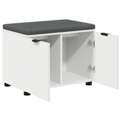 Banc d'entrée Blanc 60 x 38 x 46 cm Bois Ingénierie et Tissu 535075535075