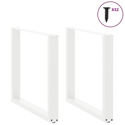 Pieds de table à manger en U 2 pièces Blanc 90 x (72-73) cm Acier 535077535077