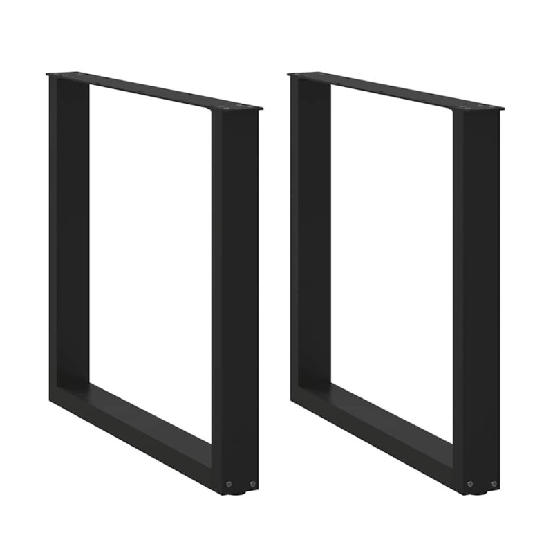 Pieds de table à manger en U 2 pièces Noir 90 x (72-73) cm Acier 535078535078