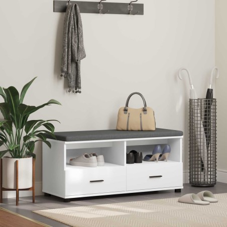 Banc d'entrée Blanc 100 x 38 x 46 cm Bois Ingénierie et Tissu 535080535080