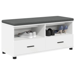Banc d'entrée Blanc 100 x 38 x 46 cm Bois Ingénierie et Tissu 535080535080