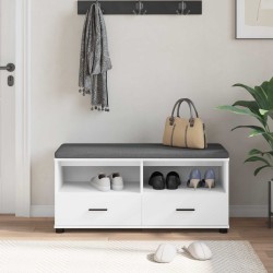Banc d'entrée Blanc 100 x 38 x 46 cm Bois Ingénierie et Tissu 535080535080