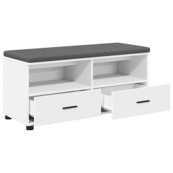 Banc d'entrée Blanc 100 x 38 x 46 cm Bois Ingénierie et Tissu 535080535080