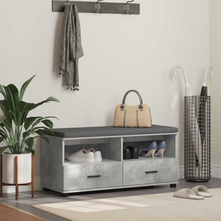 Banc d'entrée avec coussin Gris Béton 100 x 38 x 46 cm 535085535085