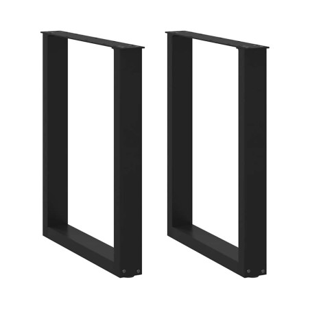 Pieds de table à manger en U 2 pièces Noir 60 x (72-73) cm Acier 535090535090