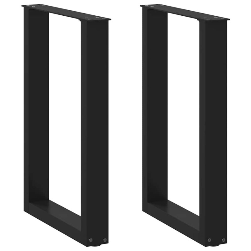 Pieds de table à manger en U 2 pièces Noir 50 x (72-73) cm Acier 535102535102