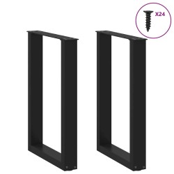 Pieds de table à manger en U 2 pièces Noir 50 x (72-73) cm Acier 535102535102