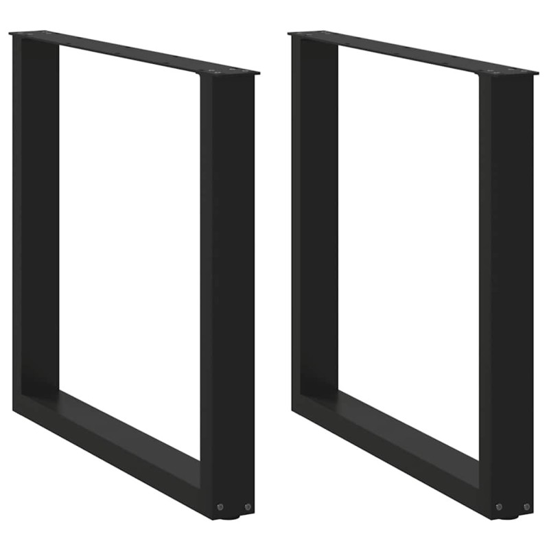 Pieds de table à manger en U 2 pièces Noir 80 x (72-73) cm Acier 535104535104