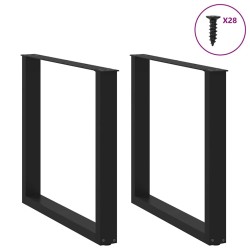 Pieds de table à manger en U 2 pièces Noir 80 x (72-73) cm Acier 535104535104