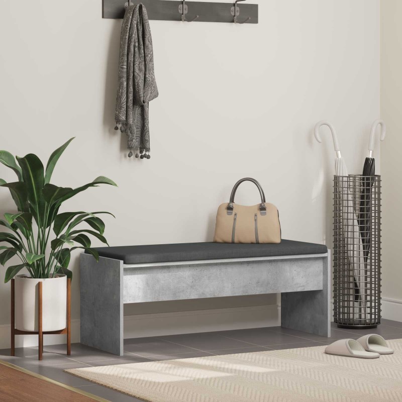 Banc d'entrée avec coussin Gris béton 103 x 38 x 40 cm 535130535130