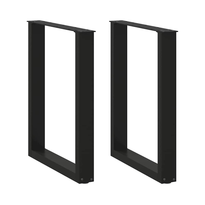Pieds de table à manger en U 2 pièces Noir 70 x (72-73) cm Acier 535131535131