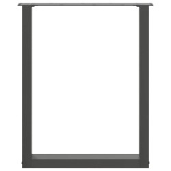 Pieds de table à manger en U 2 pièces Noir 70 x (72-73) cm Acier 535131535131