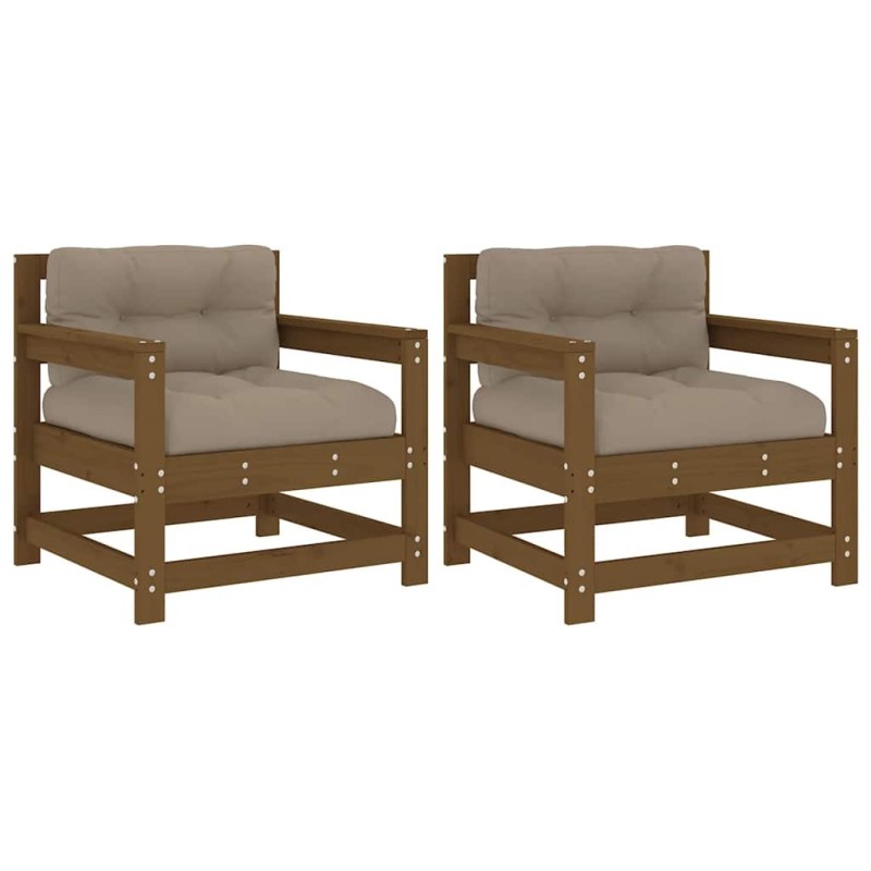 Chaises de jardin avec coussins lot de 2 marron miel 535144535144