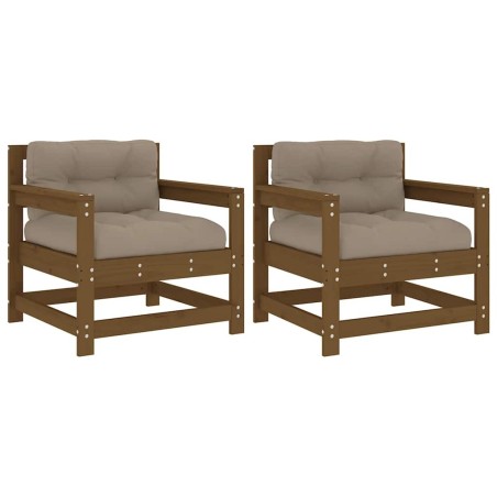 Chaises de jardin avec coussins lot de 2 marron miel 535144535144