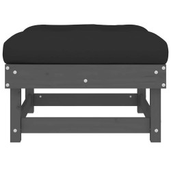Repose-pieds de jardin coussins lot de 2 gris bois pin massif 535152535152