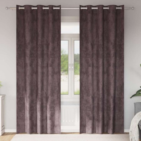 Rideaux en velours 2 pcs Marron 225 x 140 cm Velours 535156535156