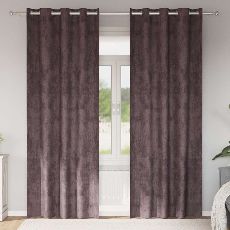 Rideaux en velours 2 pcs Marron 260 x 140 cm Velours 535159535159