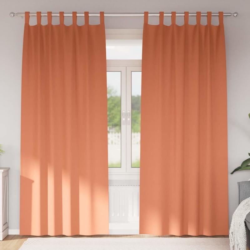 Rideaux occultants avec anneaux 2 pcs Couleur terre cuite 535164535164