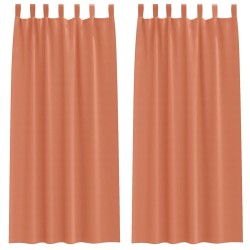 Rideaux occultants avec anneaux 2 pcs Couleur terre cuite 535164535164