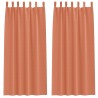 Rideaux occultants avec anneaux 2 pcs Couleur terre cuite 535164535164