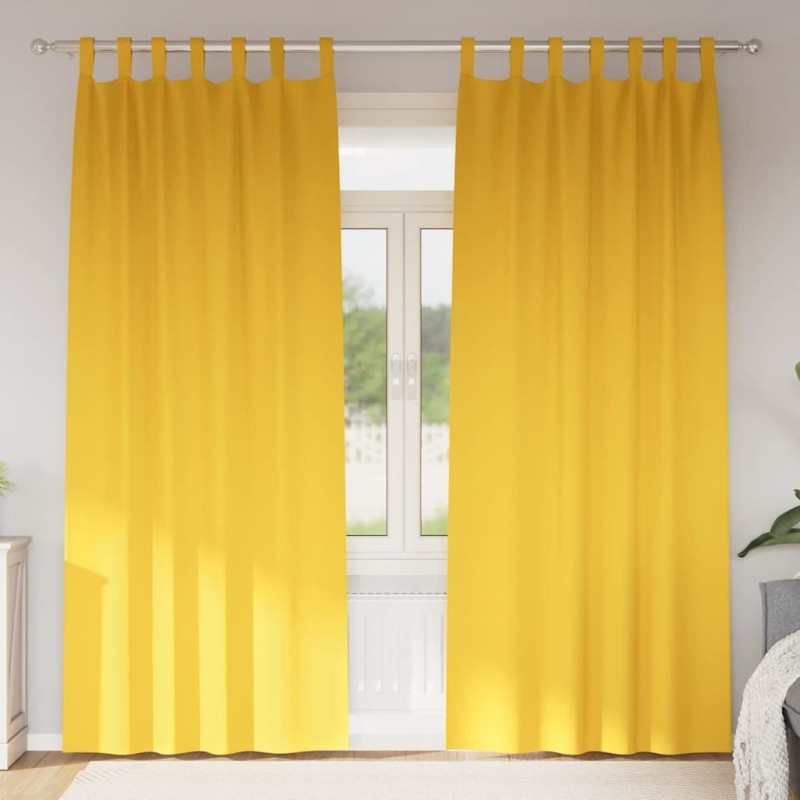 Rideaux occultants avec anneaux 2 pcs Jaune moutarde 535166535166