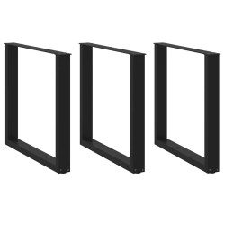 Pieds de table à manger en U 3 pièces Noir 90 x (72-73) cm Acier 535167535167