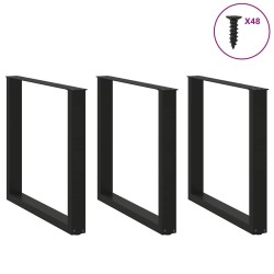 Pieds de table à manger en U 3 pièces Noir 90 x (72-73) cm Acier 535167535167