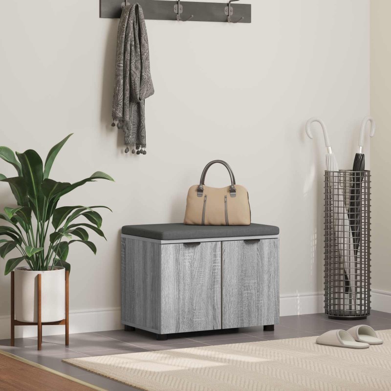 Banc d'entrée avec coussin Gris Sonoma 60 x 38 x 46 cm 535169535169