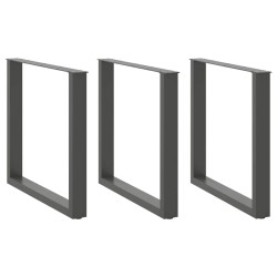 Pieds de table à manger en U 3 pièces Anthracite 80 x (72-73) cm Acier 535170535170