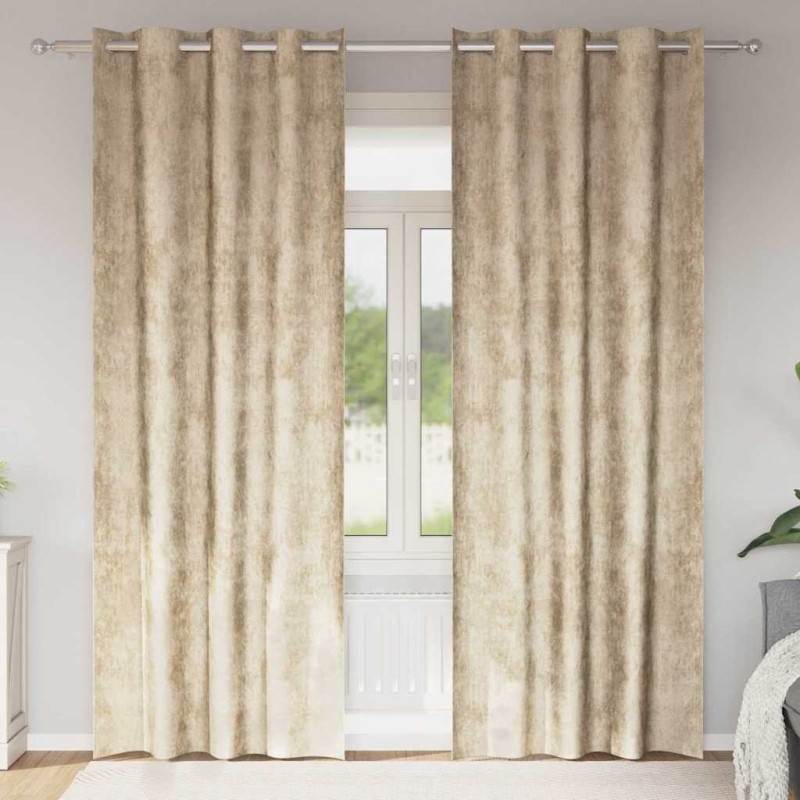 Rideaux en velours 2 pcs Crème 225 x 140 cm Velours 535177535177