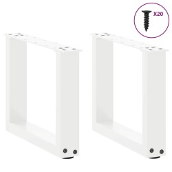 Pieds de table basse en U 2 pièces Blanc 40 x (30-31) cm Acier 535178535178