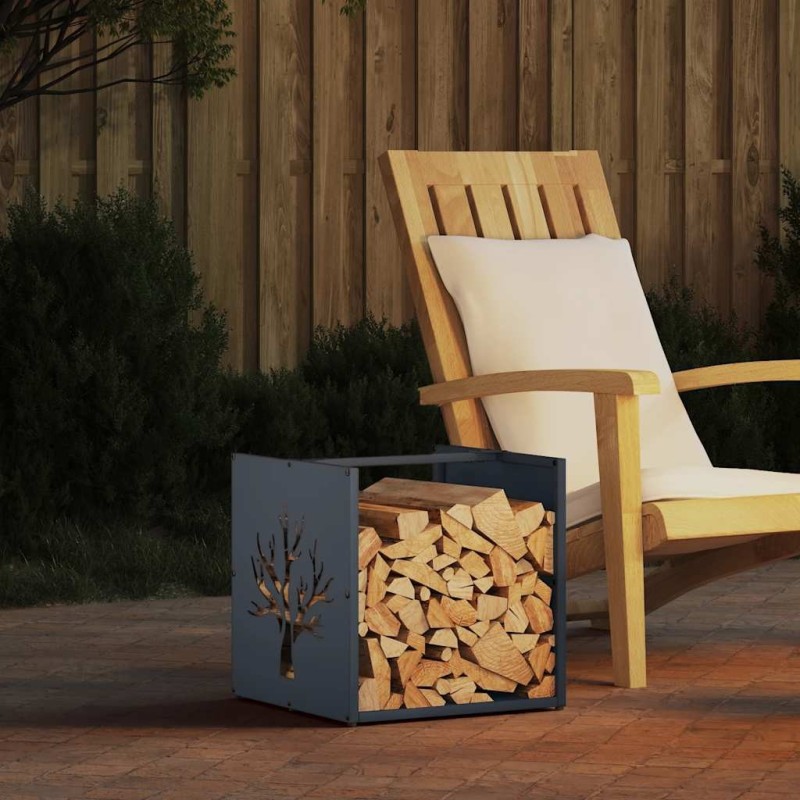 Portant de bois chauffage anthracite 40x40x40 cm 535185535185