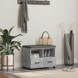 Banc d'entrée avec coussin Gris Béton 60 x 38 x 46 cm 535193535193