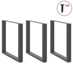 Pieds de table à manger en U 3 pièces Anthracite 90 x (72-73) cm Acier 535197535197