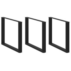 Pieds de table à manger en U 3 pièces Noir 100 x (72-73) cm Acier 535200535200