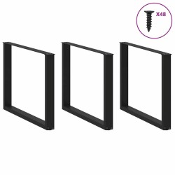 Pieds de table à manger en U 3 pièces Noir 100 x (72-73) cm Acier 535200535200