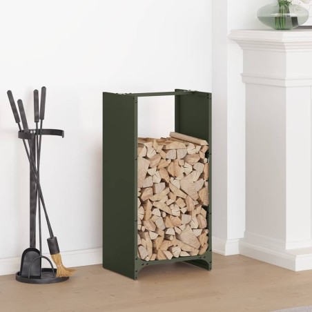 Portant de bois chauffage vert olive 40x30x80 cm 535206535206