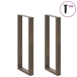 Pieds de table de bar en forme de U, 2 pièces, acier naturel, 40 x (100-101) cm 535207535207