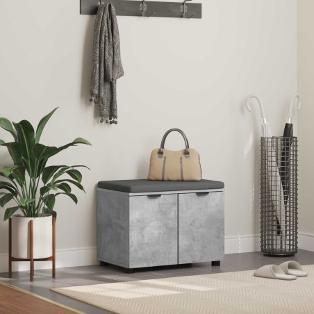 Banc d'entrée avec coussin Gris Béton 60 x 38 x 46 cm 535224535224