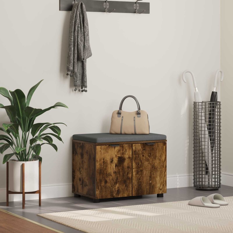 Banc d'entrée avec coussin Chêne Fumé 60 x 38 x 46 cm 535229535229