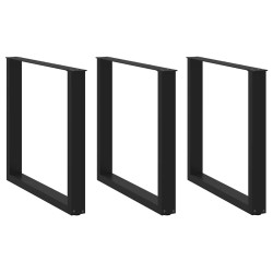 Pieds de table à manger en U, 3 pièces, noir, 80 x (72-73) cm, acier 535230535230