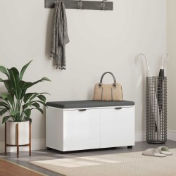 Banc d'entrée Blanc 80 x 38 x 46 cm Bois Ingénierie et Tissu 535234535234