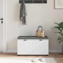 Banc d'entrée Blanc 80 x 38 x 46 cm Bois Ingénierie et Tissu 535234535234