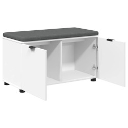 Banc d'entrée Blanc 80 x 38 x 46 cm Bois Ingénierie et Tissu 535234535234